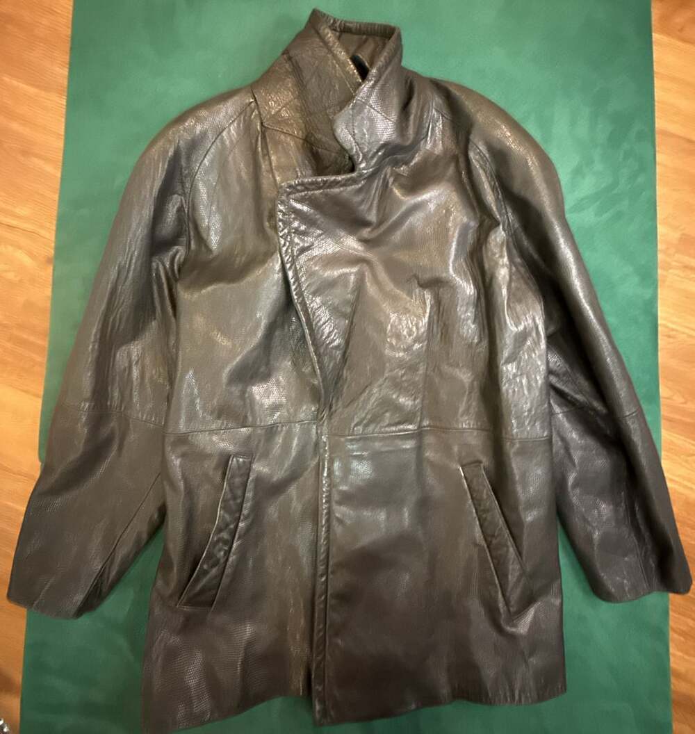Andrew Marc Vintage Textured Leather Jacket Size M Brown